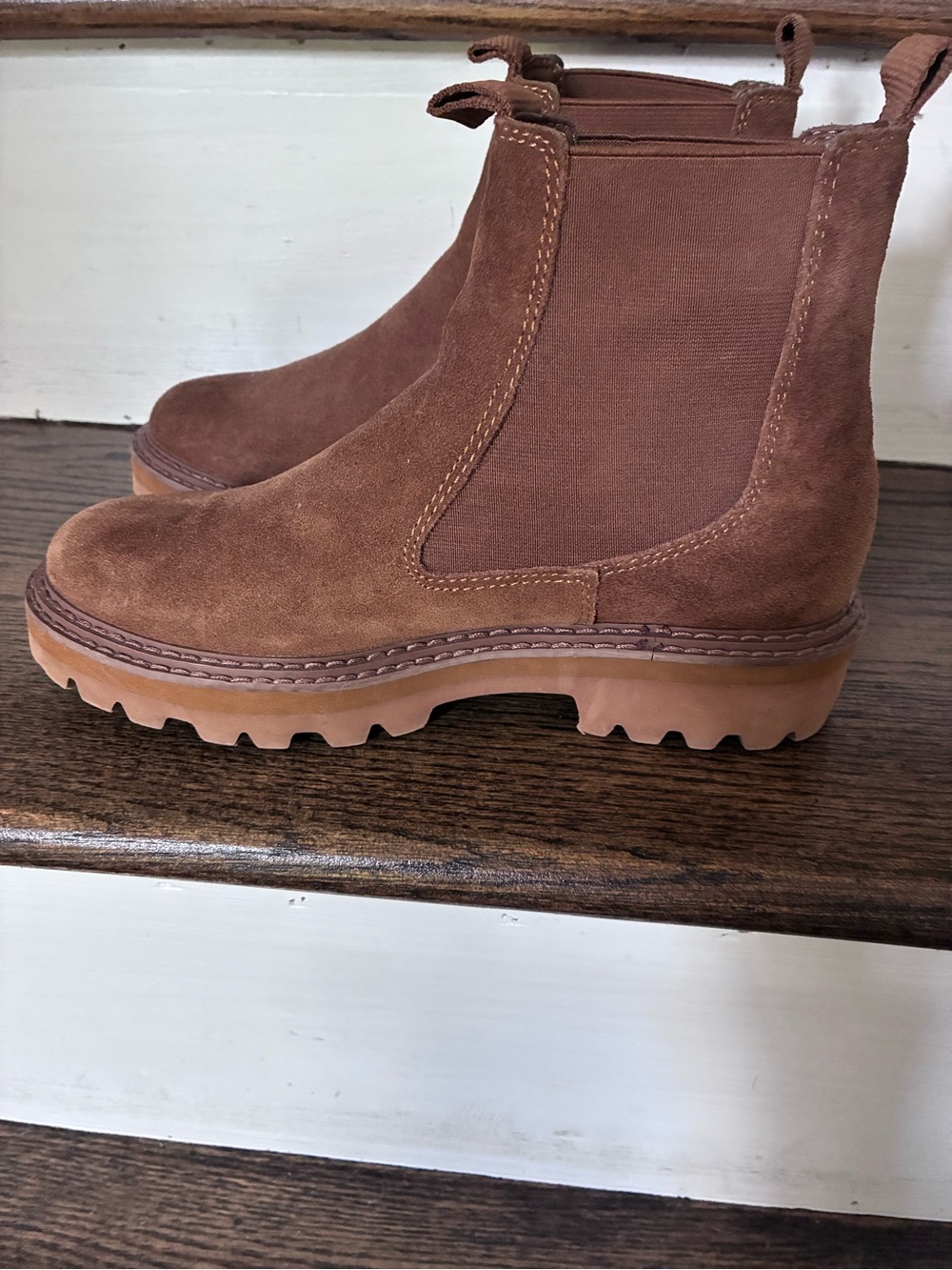 Dolce Vita Chestnut Suede Chelsea Lug Ankle Boots **LIKE NEW WORN ONCE